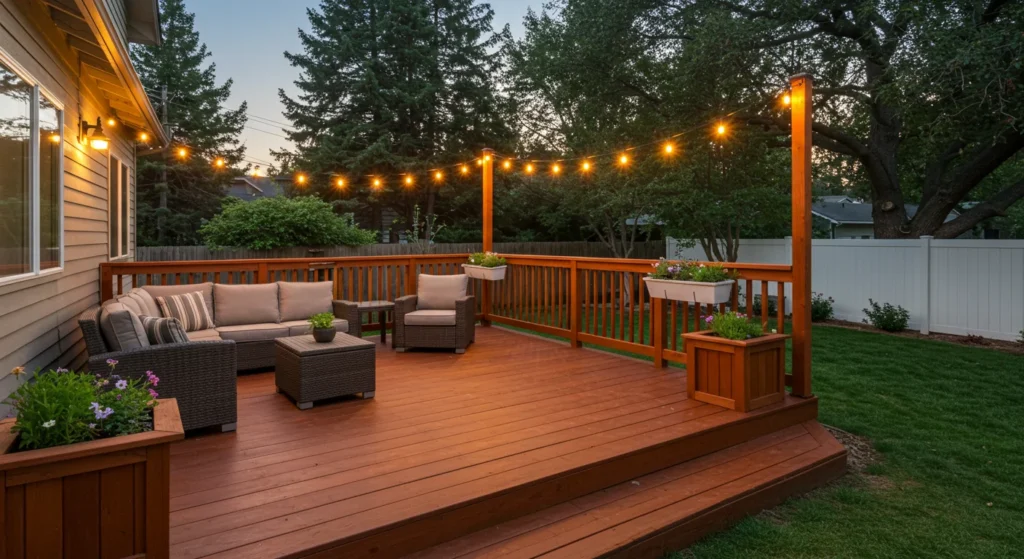 A custom-built wooden Deck in Citrus Heights